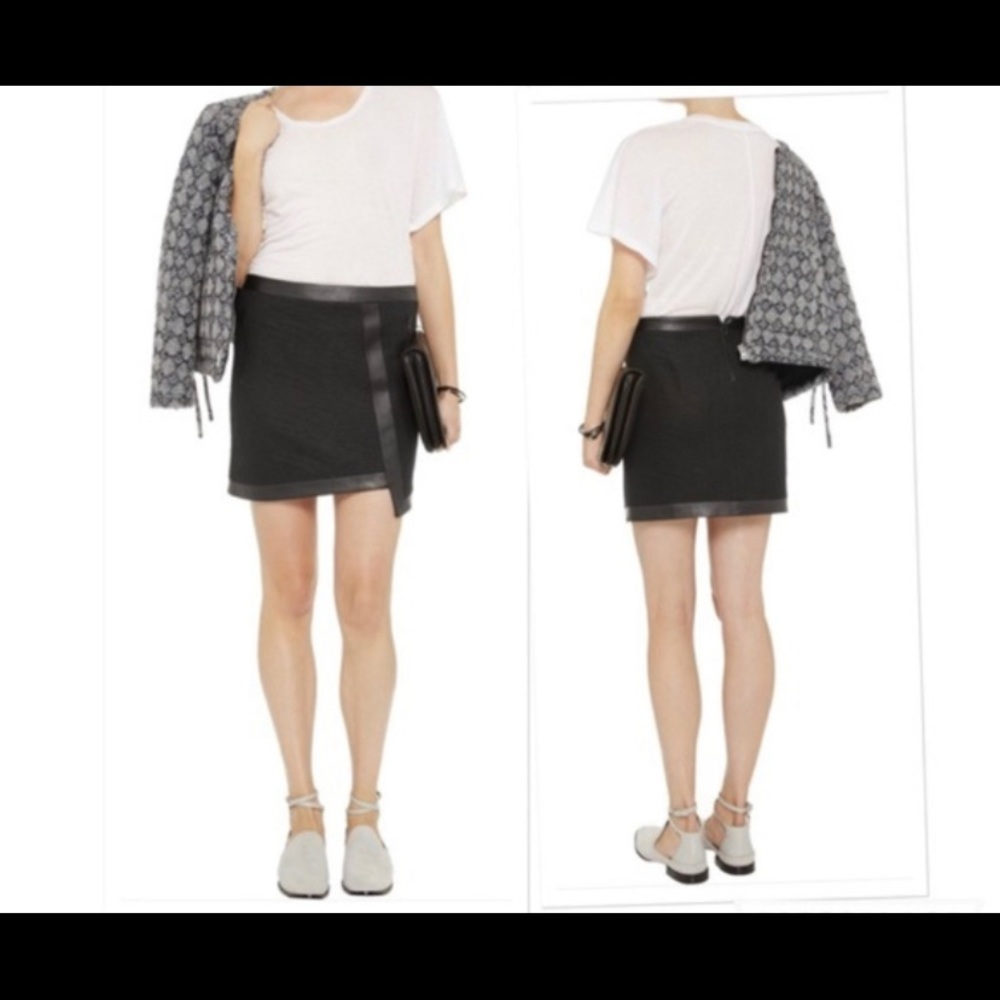 Helmut Lang Asymmetrical leather trim mini skirt 2
